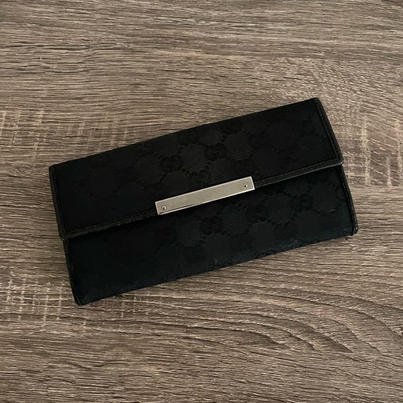 Gucci Handbags - Gucci GG Canvas Long Wallet Black